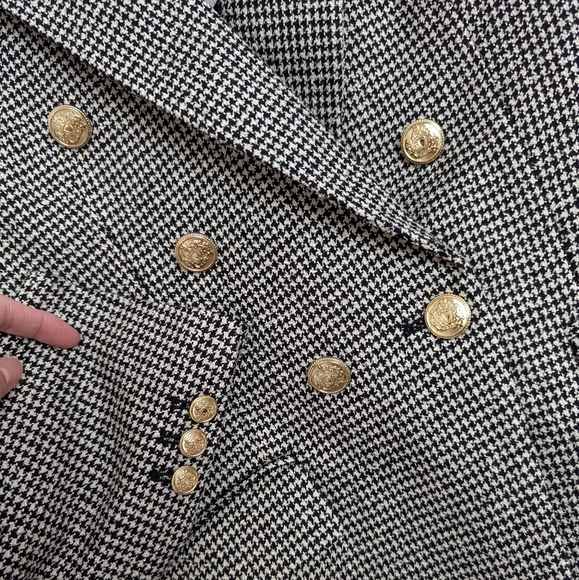 Zara Jackets & Coats Zara Nwt Textured Houndstooth Blazer 6 Gold